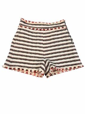 Zara Woman Tweed Shorts High Rise Textured Fringe Small